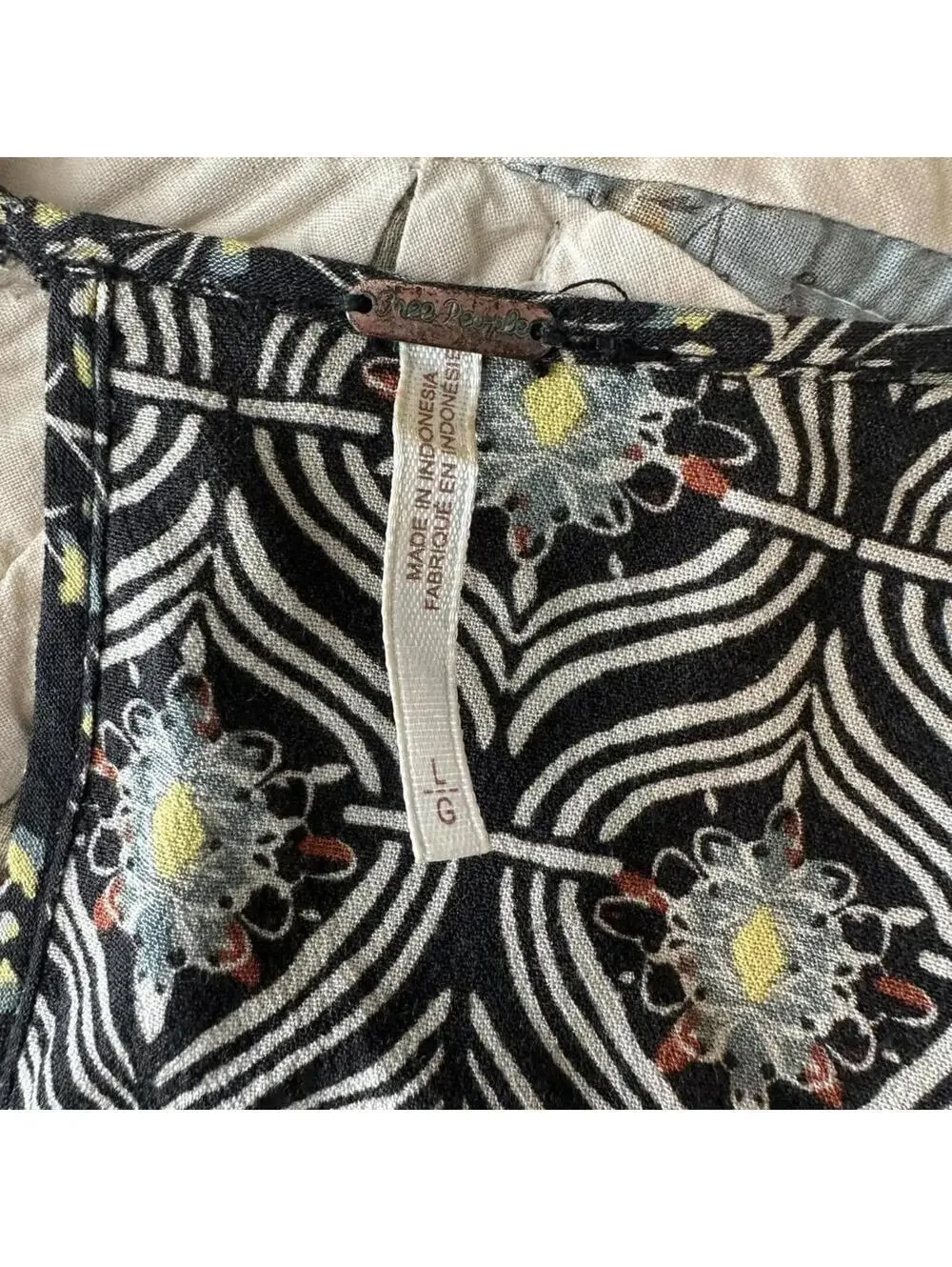 Free People Rolling Hills Tunic Blouse Babydoll Floral Geometric V-Neck